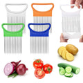 2Pcs Onion Holder Slicer Stainless Steel Tomato Lemon Potato Vegetable Holder Slicer Cutter Tool for Kitchen Worker Slicing